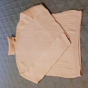 Light beige turtleneck sweater, Size M by Jeanne Pierre, 90% cotton 10% nylon.